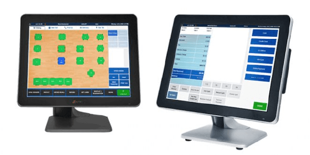 POS system shows table layout and payment screen